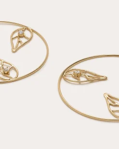 Sale Ramy Brook Abrie Leaf Hoop Earrings Gold
