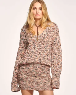 Hot Ramy Brook Adeliza V-Neck Mini Sweater Dress Neutralcombo