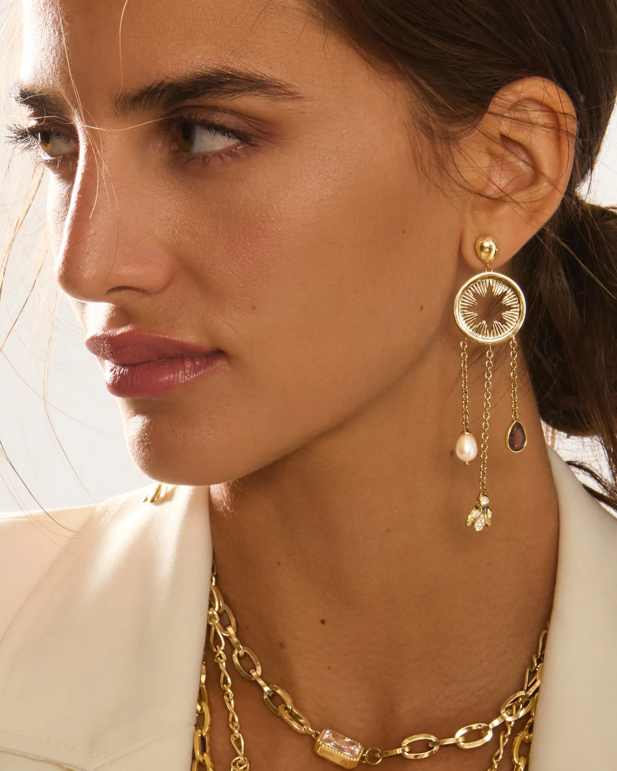 New Ramy Brook Amandine Statement Earrings Goldneutral