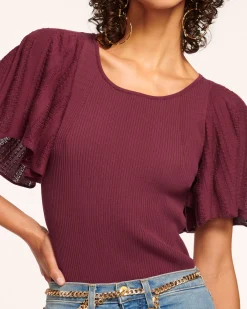 Hot Ramy Brook Amiel Flutter Sleeve Sweater