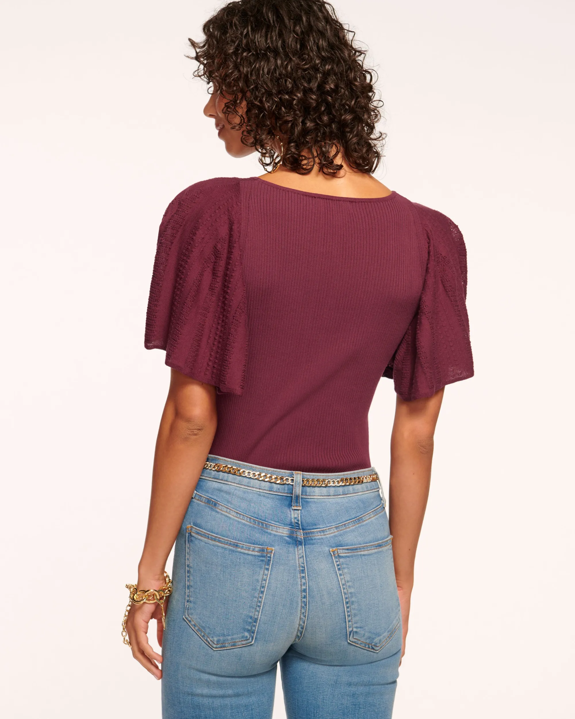 Hot Ramy Brook Amiel Flutter Sleeve Sweater