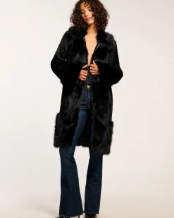 Fashion Ramy Brook Archie Faux Fur Coat Black