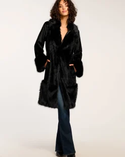 Fashion Ramy Brook Archie Faux Fur Coat Black