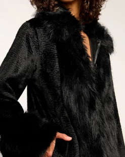 Fashion Ramy Brook Archie Faux Fur Coat Black