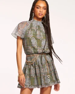 Best Ramy Brook Arizona Smocked Waist Mini Dress Sagetartan