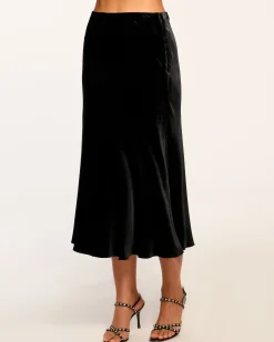 Sale Ramy Brook Arrius Velvet Slip Skirt Black
