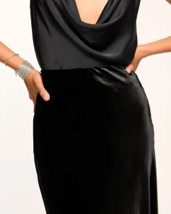 Sale Ramy Brook Arrius Velvet Slip Skirt Black