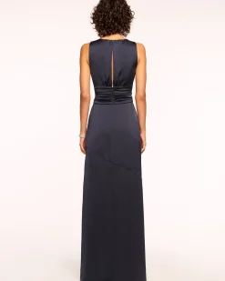Discount Ramy Brook August Plunging Embellished Gown Navy