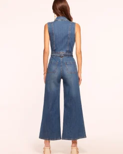 Clearance Ramy Brook Bell Cropped Denim Jumpsuit Mediumwash