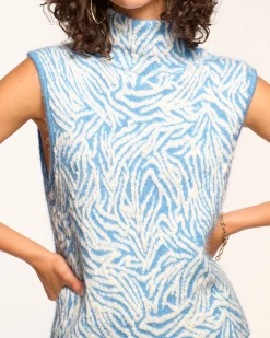 Outlet Ramy Brook Bev Sleeveless Turtleneck Sweater Blueanimal