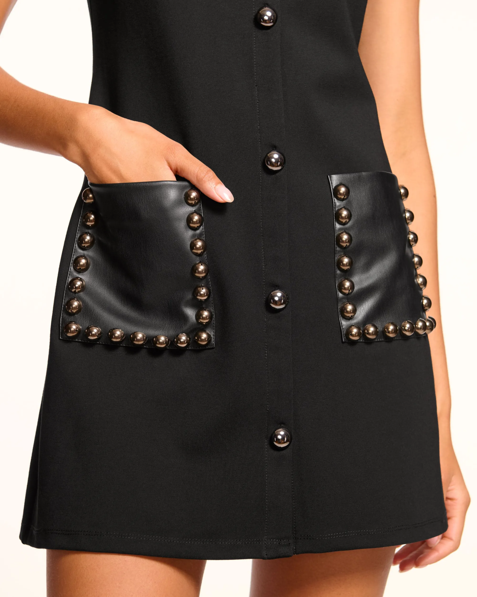 Outlet Ramy Brook Bryanna Studded Ponte Mini Dress Blackponte