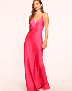 Discount Ramy Brook Caspe V-Neck Gown Black
