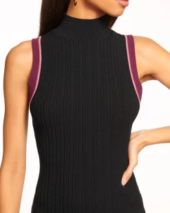 Clearance Ramy Brook Cody Colorblock Mini Sweater Dress Blackcolorblock