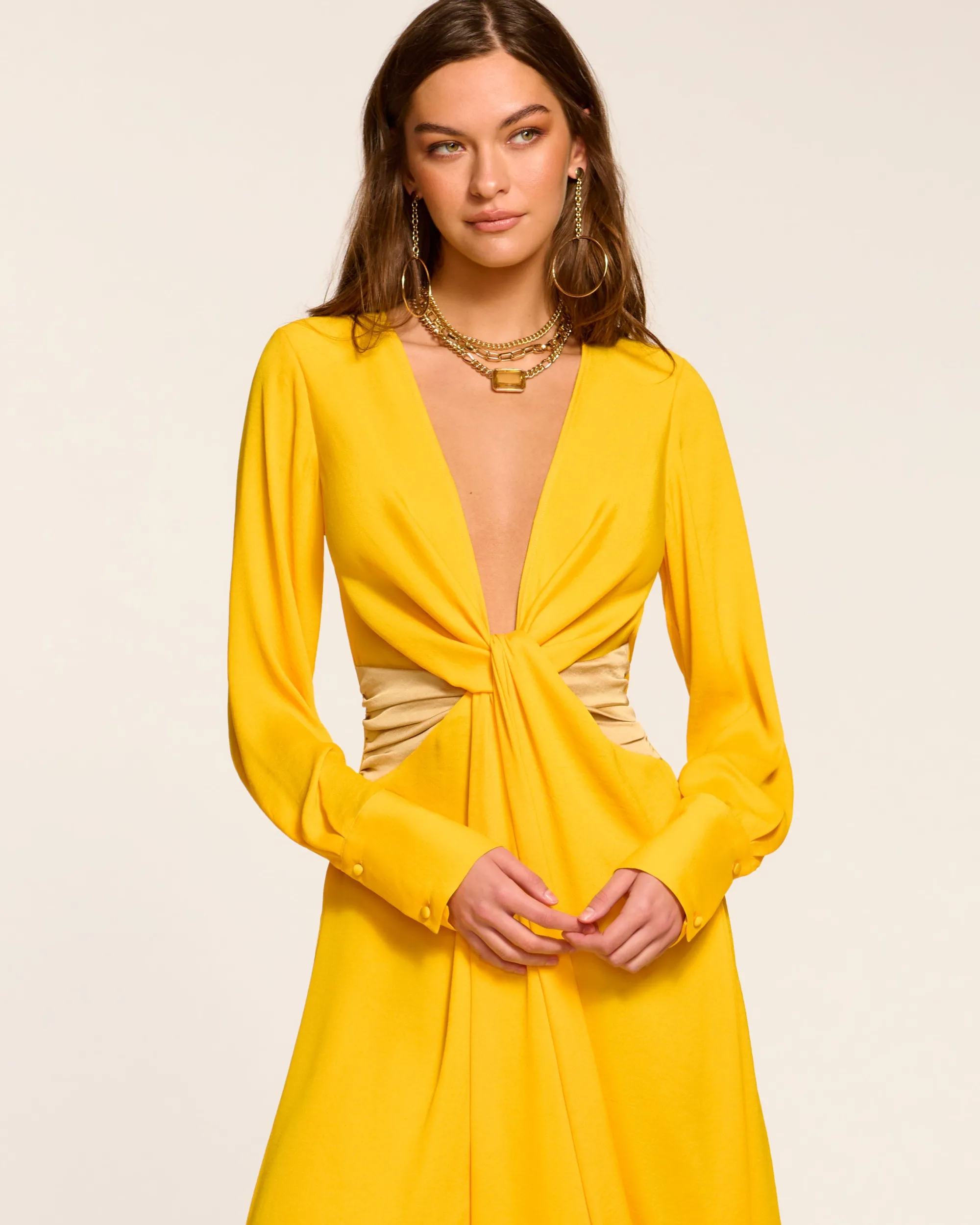 New Ramy Brook Colorblock Tatia Long Sleeve Midi Dress Daisycolorblock