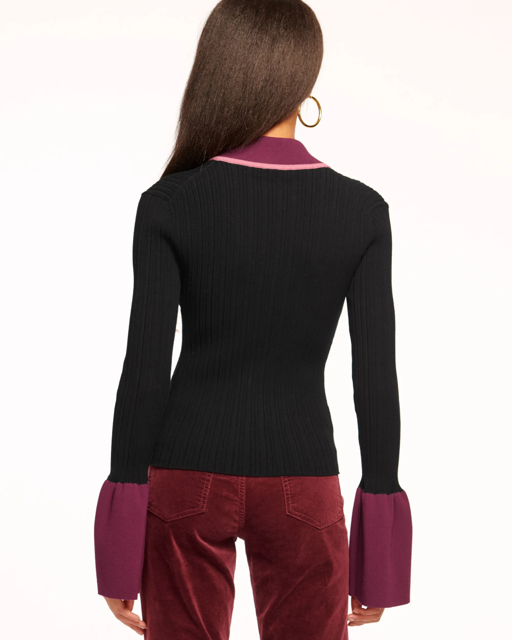 Outlet Ramy Brook Colton Colorblock Cardigan Sweater Blackcolorblock