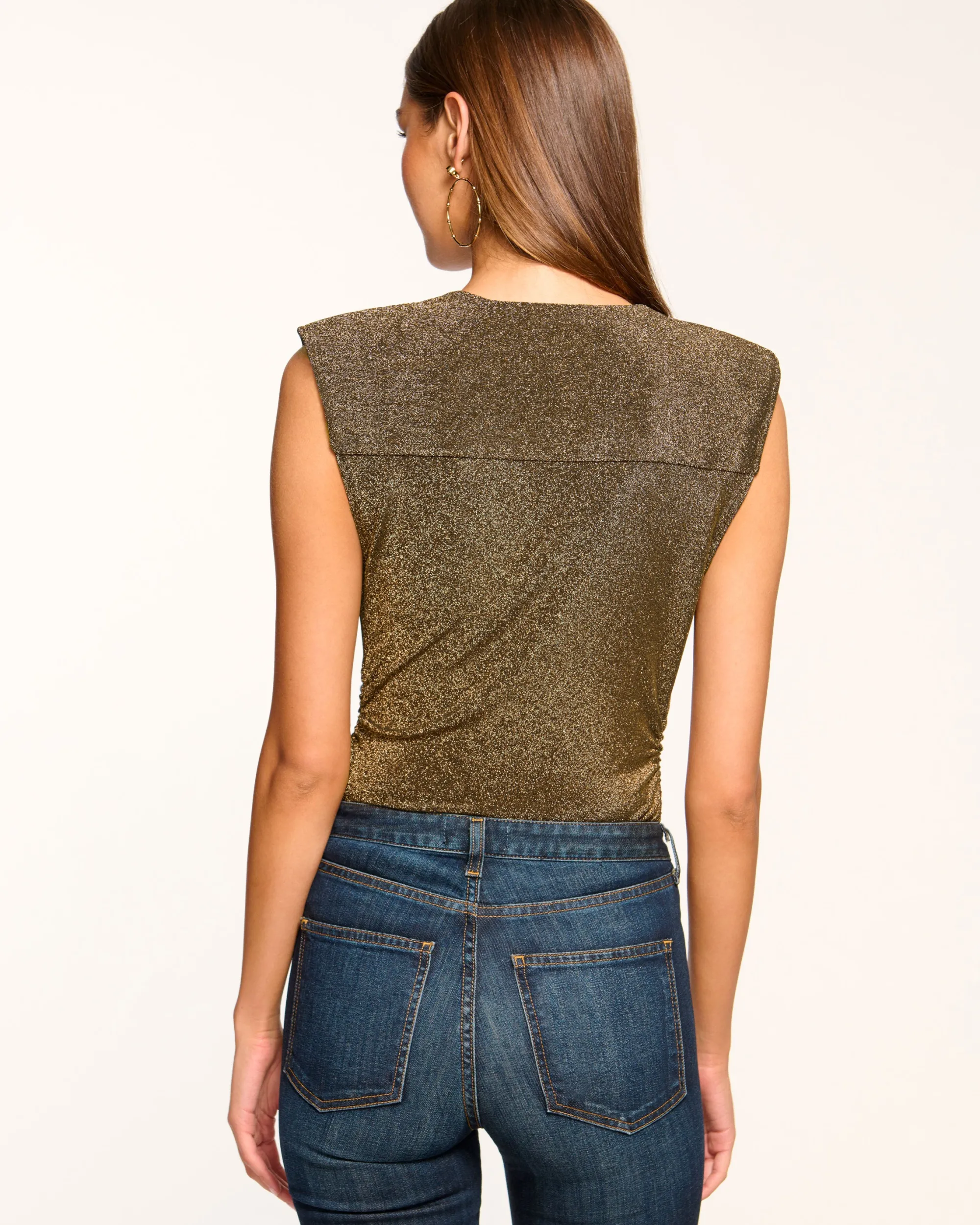 Hot Ramy Brook Consuela Sparkle Cowl Neck Top Goldknit