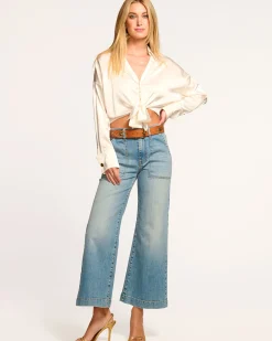 Discount Ramy Brook Cropped Clifford Wide Leg Jean Lightwash
