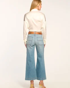 Discount Ramy Brook Cropped Clifford Wide Leg Jean Lightwash