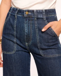 New Ramy Brook Cropped Theodora Wide Leg Jean Darkwash