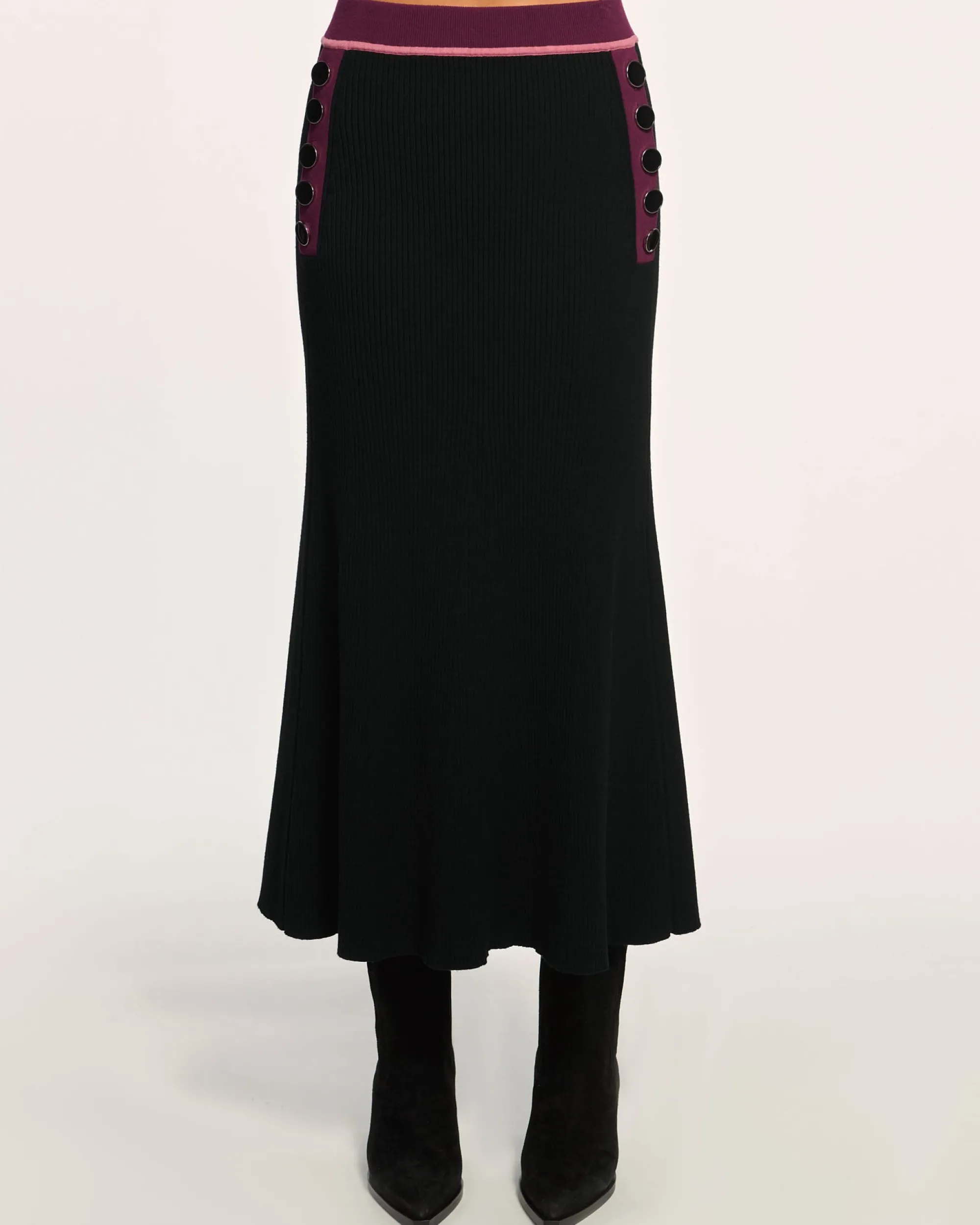 Hot Ramy Brook Dakota Colorblock Knit Skirt Blackcolorblock
