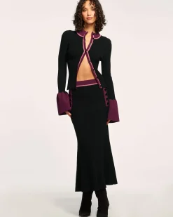 Hot Ramy Brook Dakota Colorblock Knit Skirt Blackcolorblock