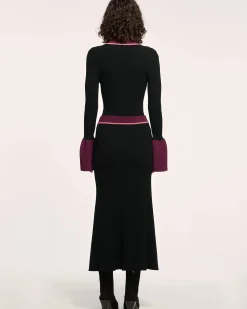 Hot Ramy Brook Dakota Colorblock Knit Skirt Blackcolorblock