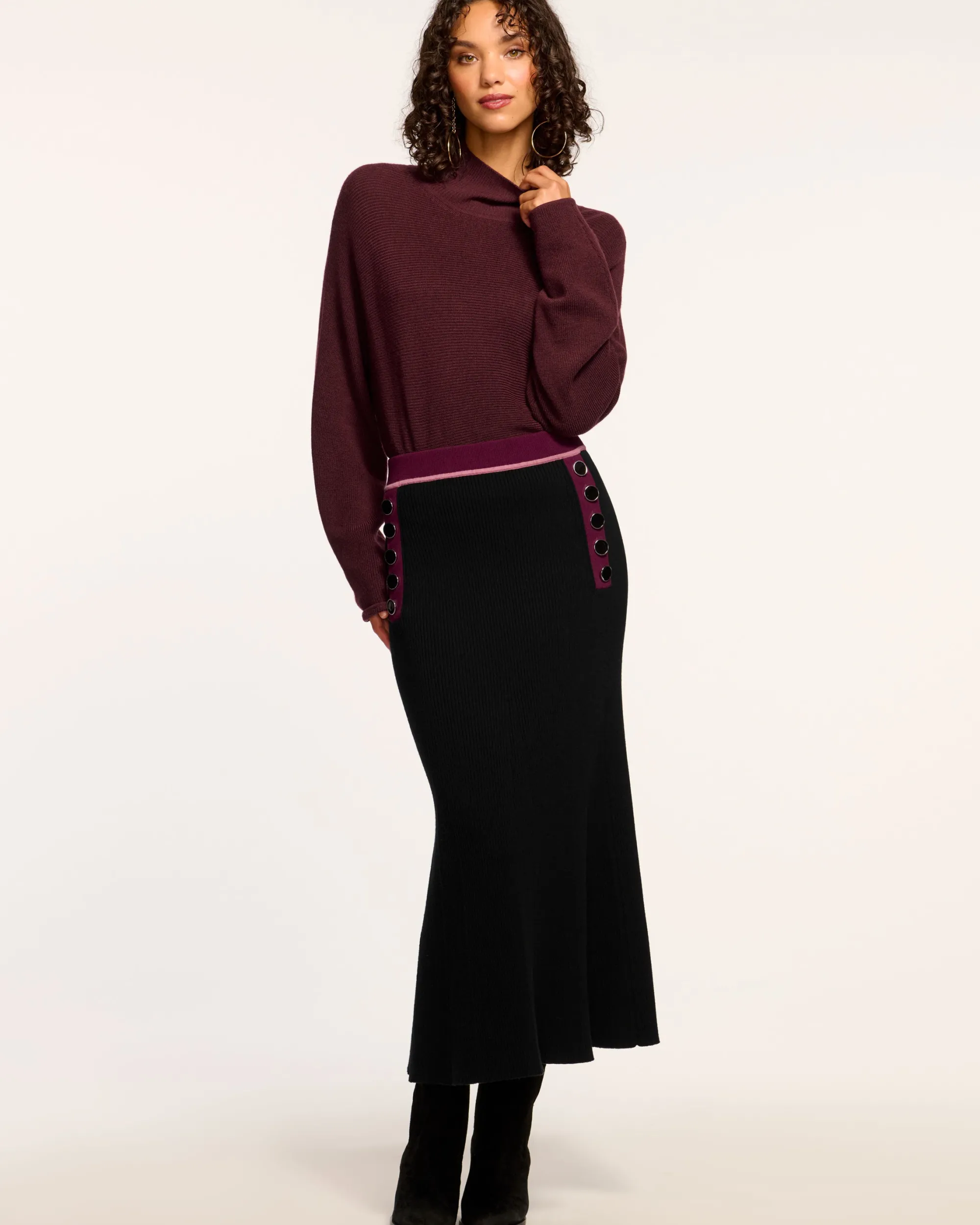Hot Ramy Brook Dakota Colorblock Knit Skirt Blackcolorblock