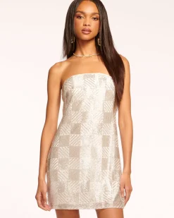 Hot Ramy Brook Delia Strapless Beaded Mini Dress Silverbead
