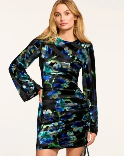 Outlet Ramy Brook Dexter Ruched Long Sleeve Mini Dress Lapisfloral