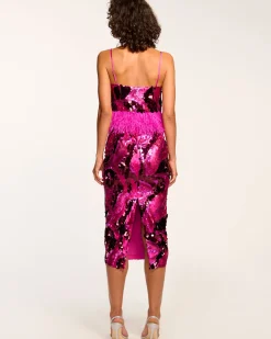 Discount Ramy Brook Donnelly Sequin Midi Skirt Magenta
