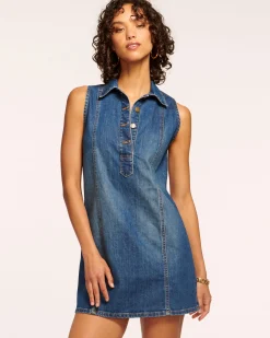 New Ramy Brook Donnie Relaxed Denim Mini Dress Mediumwash