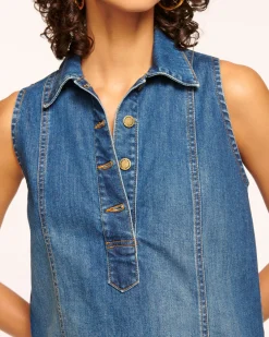 New Ramy Brook Donnie Relaxed Denim Mini Dress Mediumwash