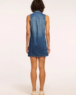 New Ramy Brook Donnie Relaxed Denim Mini Dress Mediumwash