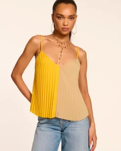 Outlet Ramy Brook Eda Colorblock Pleated Tank Top Daisycolorblock