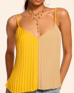 Outlet Ramy Brook Eda Colorblock Pleated Tank Top Daisycolorblock