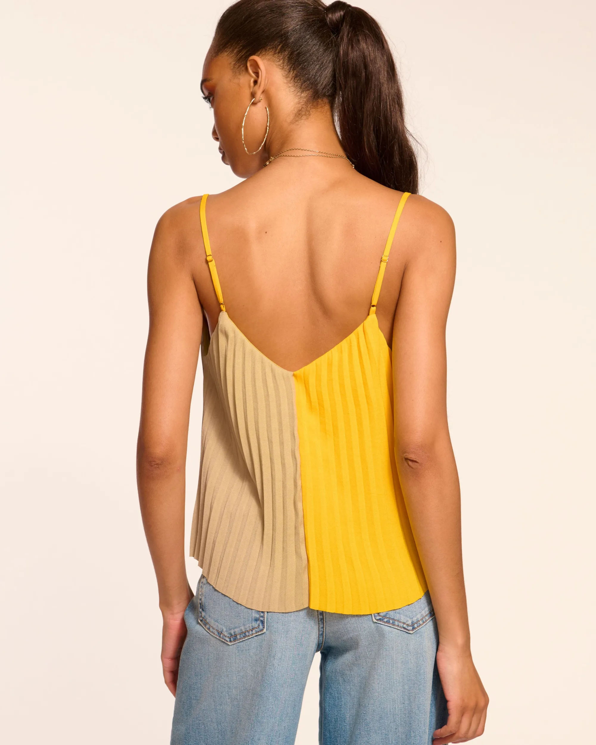 Outlet Ramy Brook Eda Colorblock Pleated Tank Top Daisycolorblock