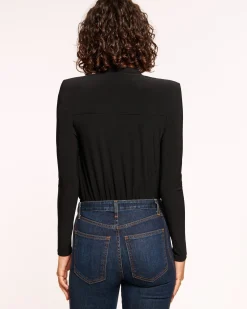 Sale Ramy Brook Eden Jersey Cowl Neck Top Black
