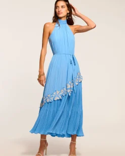 Fashion Ramy Brook Eleah Embellished High Neck Maxi Dress Ribbonblue