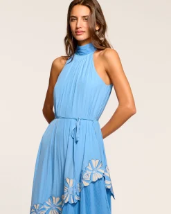 Fashion Ramy Brook Eleah Embellished High Neck Maxi Dress Ribbonblue