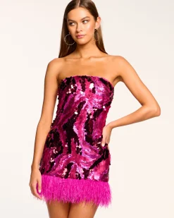 Clearance Ramy Brook Elsie Sequin Feather Mini Dress