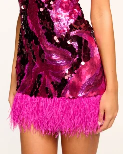 Clearance Ramy Brook Elsie Sequin Feather Mini Dress