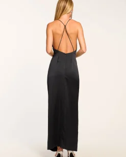 Outlet Ramy Brook Ester Embellished V-Neck Gown Black