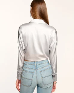 Hot Ramy Brook Farrah Silk Tie-Front Blouse