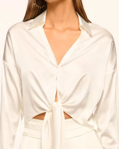 Hot Ramy Brook Farrah Silk Tie-Front Blouse