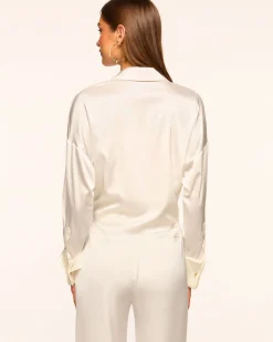 Hot Ramy Brook Farrah Silk Tie-Front Blouse