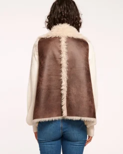 Outlet Ramy Brook Finney Reversible Faux Shearling Vest Brownshearling