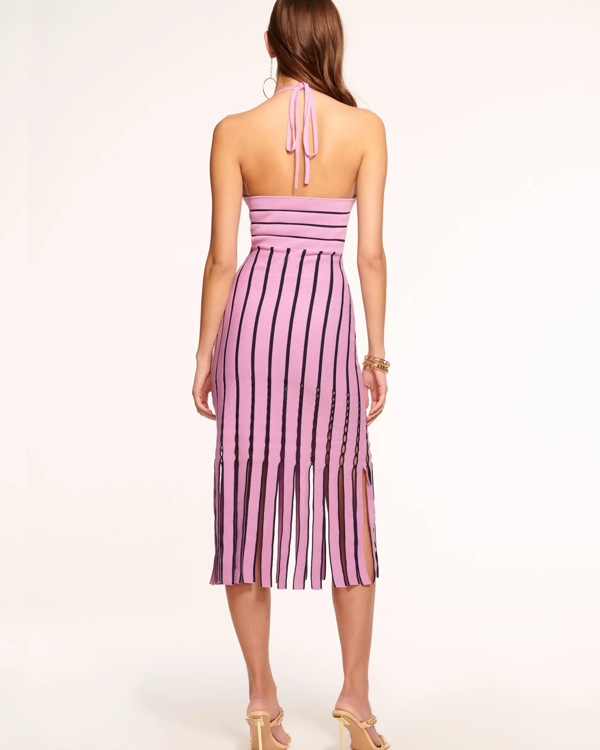 Outlet Ramy Brook Frida Fringe Knit Midi Dress Blackfringe