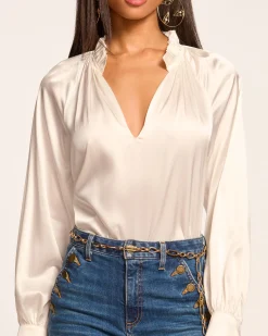 Clearance Ramy Brook Gayle Silk Long Sleeve Blouse