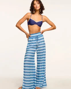 New Ramy Brook Glora High Rise Coverup Pant Bluechevron