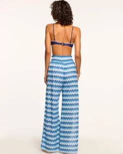 New Ramy Brook Glora High Rise Coverup Pant Bluechevron